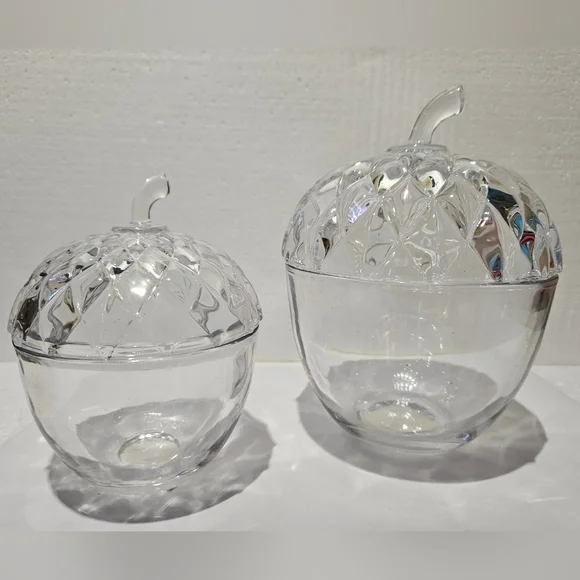 Pressed Glass Acorn Jars